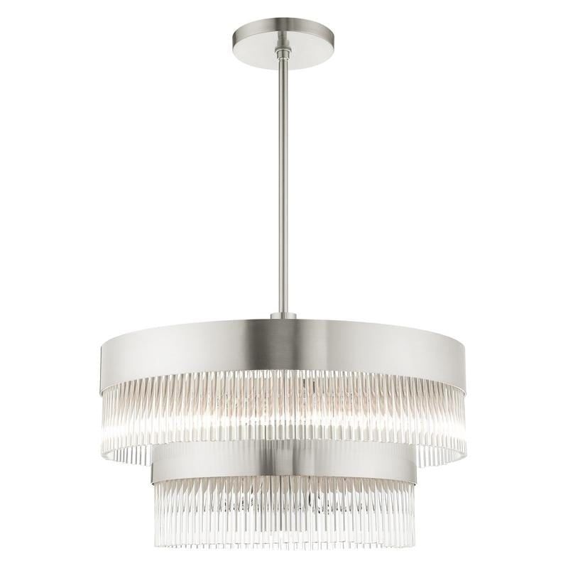 Elegant Norwich 7-Light Brushed Nickel Chandelier with Crystal Rods