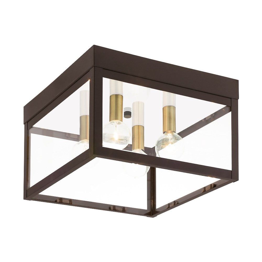 Bronze Nyack Clear Glass 4-Light Outdoor Ceiling Mount