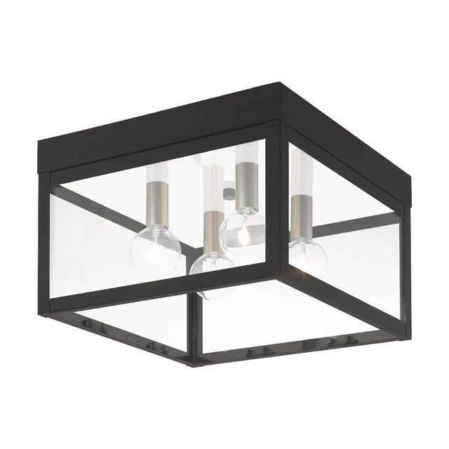 Nyack Square Black Outdoor Ceiling Mount with Clear Glass