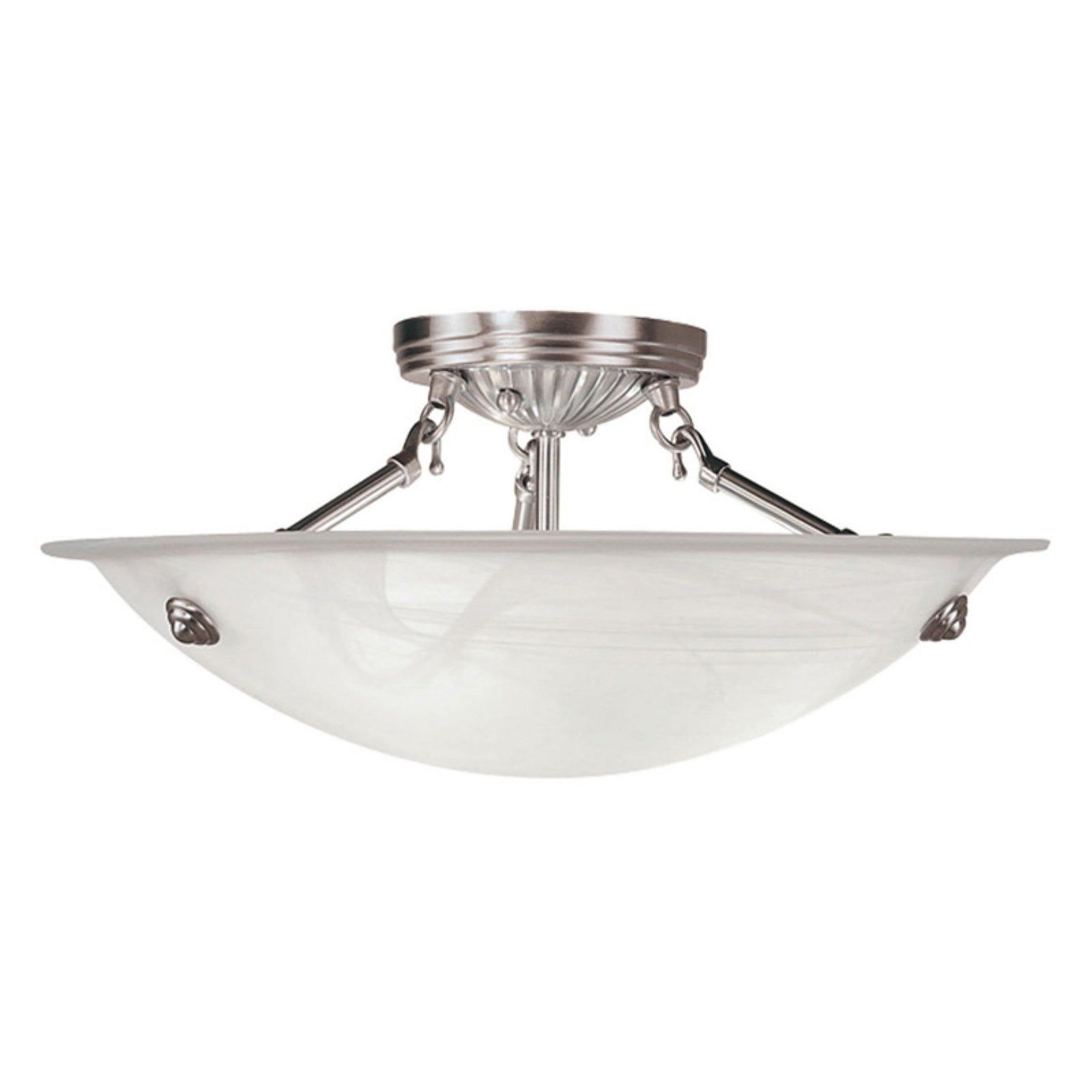 Oasis 16" Brushed Nickel 3-Light Semi Flush Mount with Alabaster Glass