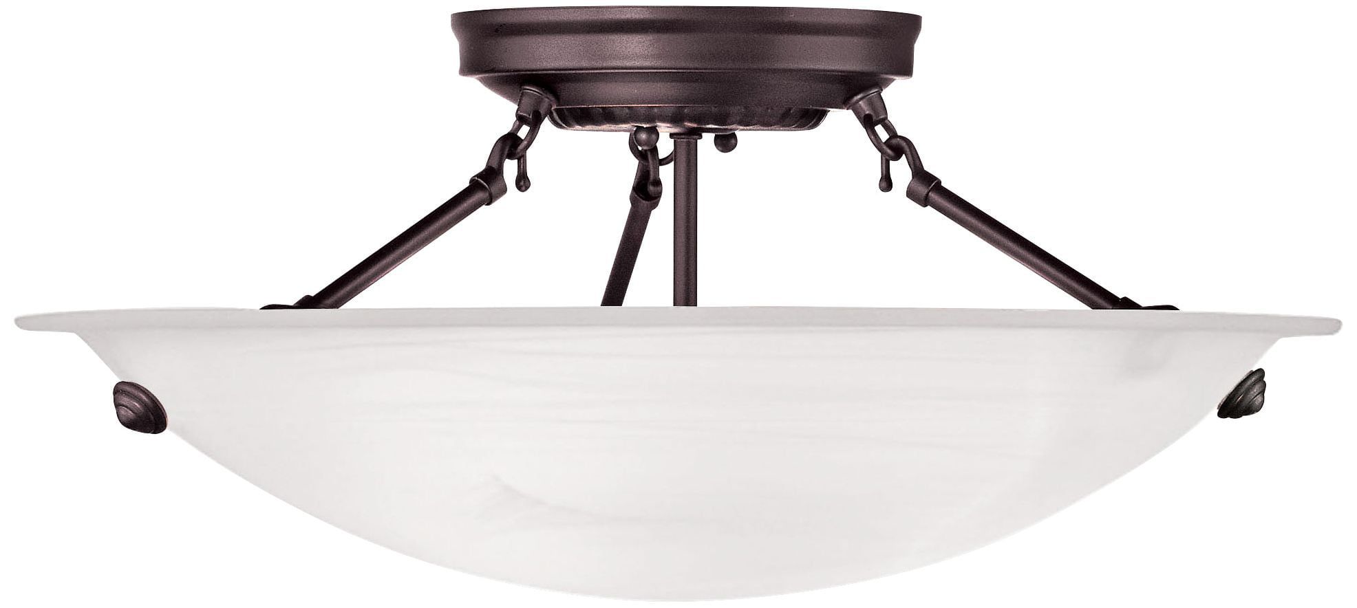 Oasis Bronze 3-Light Flush Mount with White Alabaster Glass