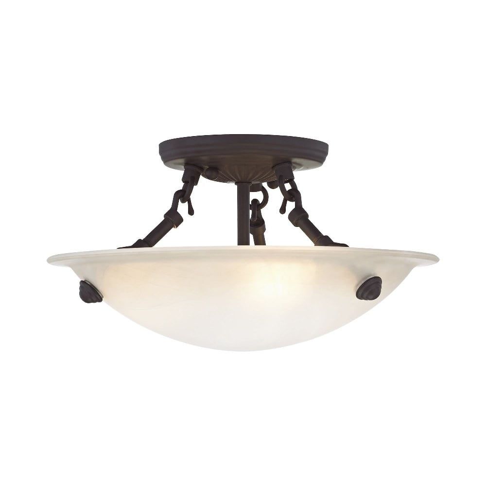 Oasis Honey Alabaster Glass 12" Bronze LED Semi-Flush Mount