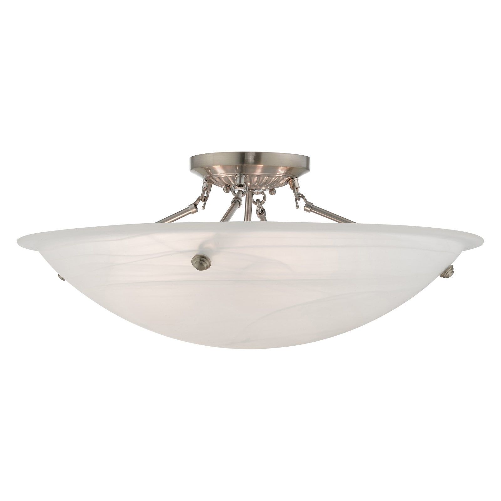 Elegant Brushed Nickel 4-Light Ceiling Fixture with White Alabaster Glass