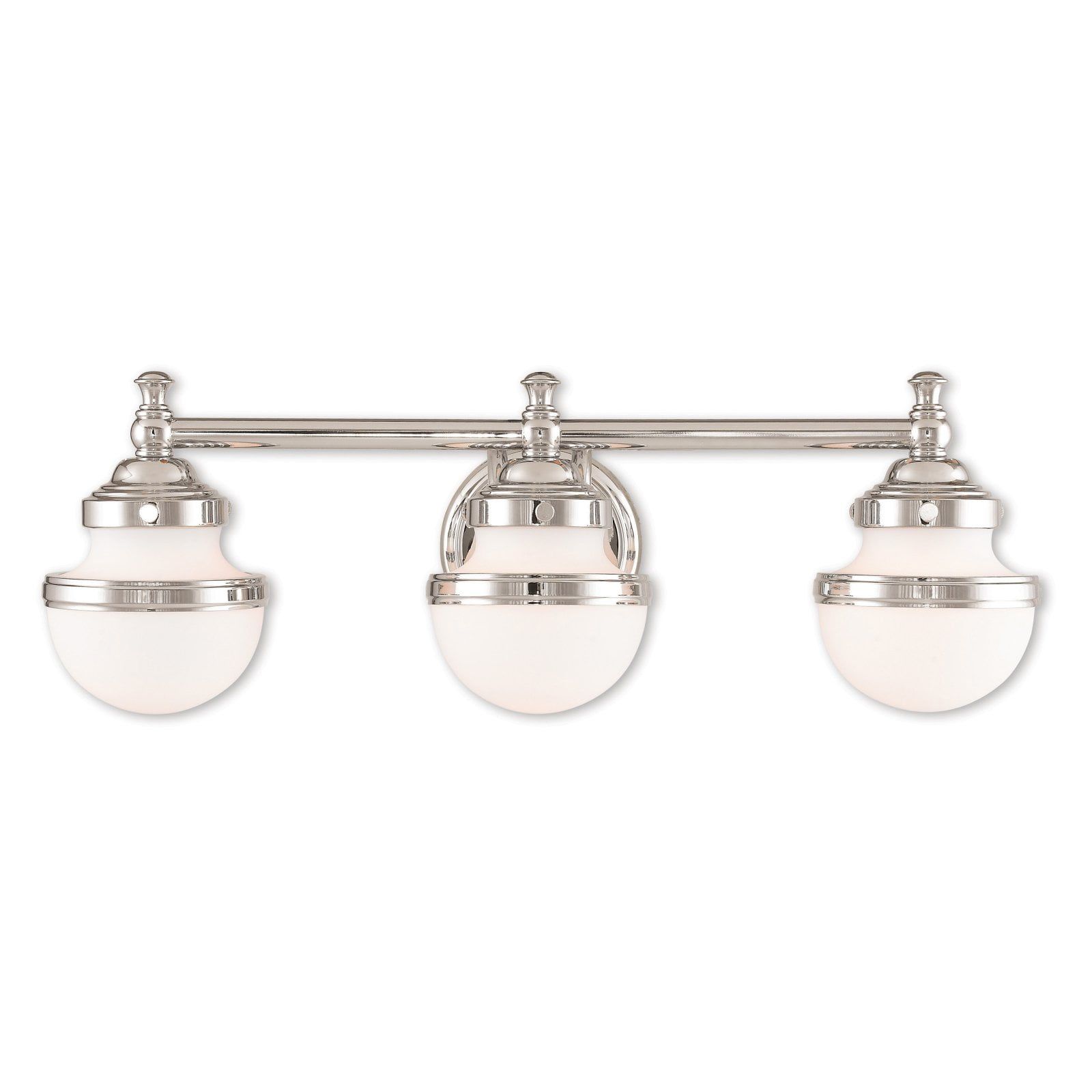 Oldwick Polished Chrome 3-Light Vanity with Satin Opal White Glass