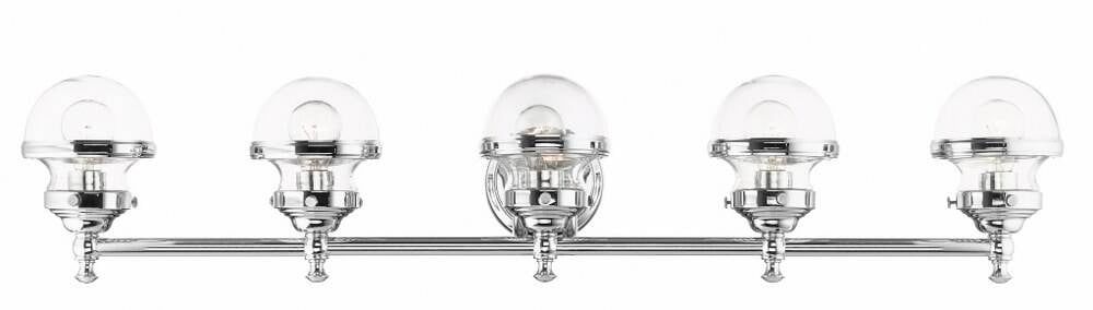 Polished Chrome 5-Light Vanity with Clear Glass