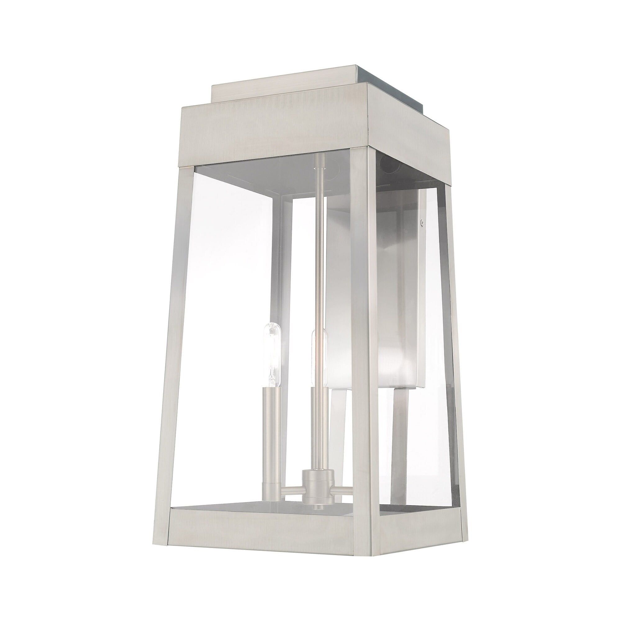 Oslo 20'' Brushed Nickel Clear Glass 3-Light Outdoor Lantern