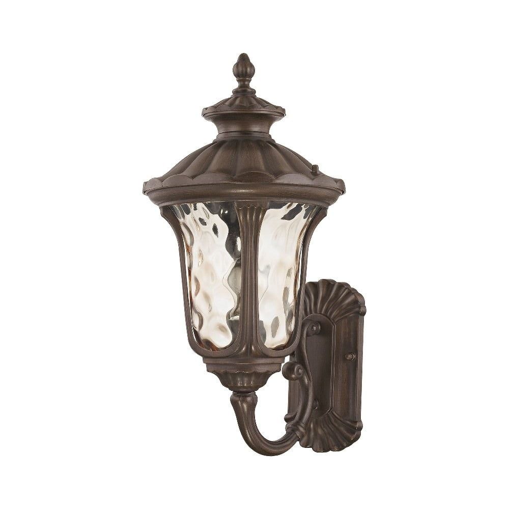 Imperial Bronze Traditional Outdoor Wall Lantern with Light Amber Water Glass