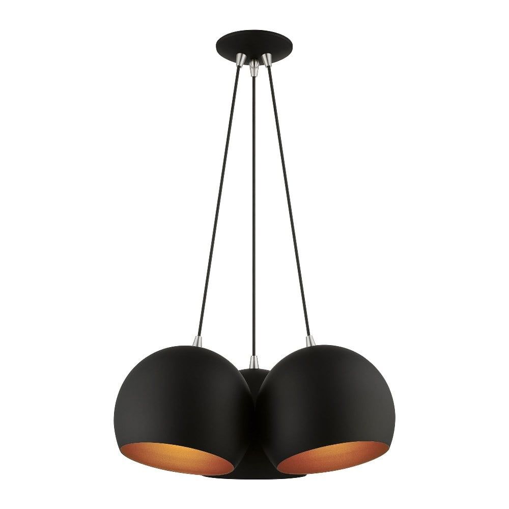 Piedmont Black and Brushed Nickel 3-Light Globe Pendant