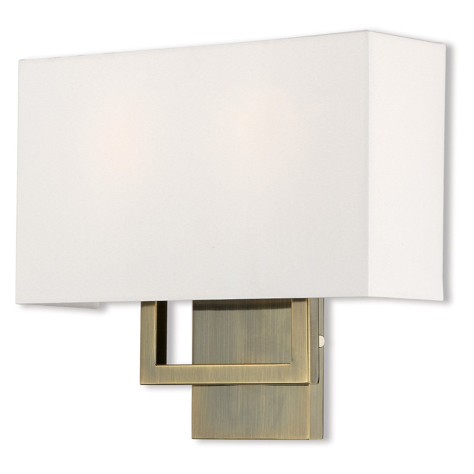 Antique Brass and Off-White Fabric Wall Sconce