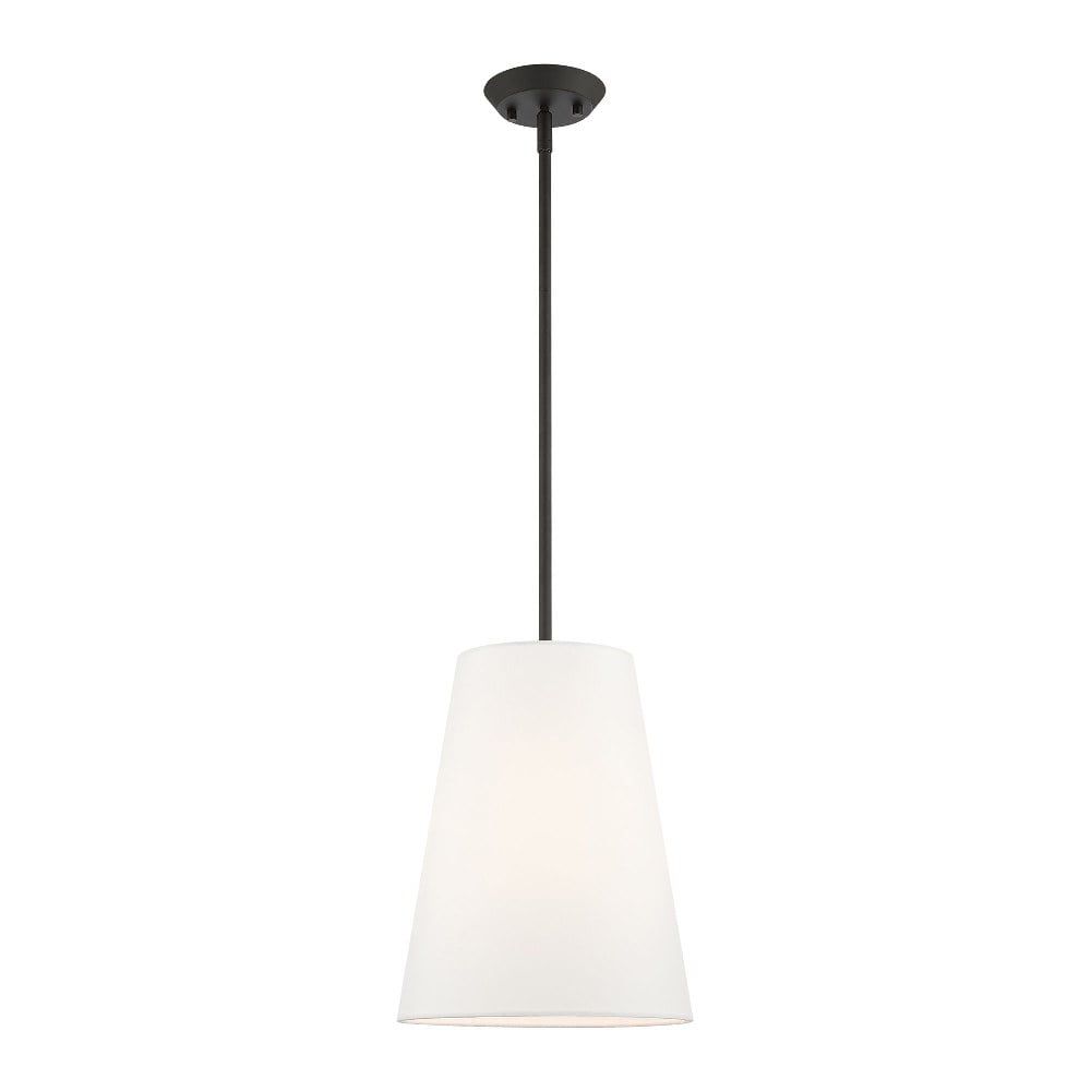 Modern Prato Black Nickel 1-Light LED Pendant with Fabric Shade