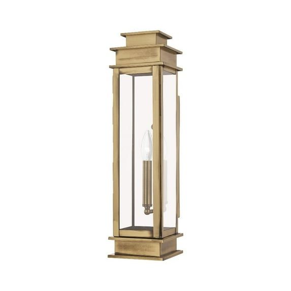 Princeton Antique Brass Outdoor Wall Lantern with Clear Glass