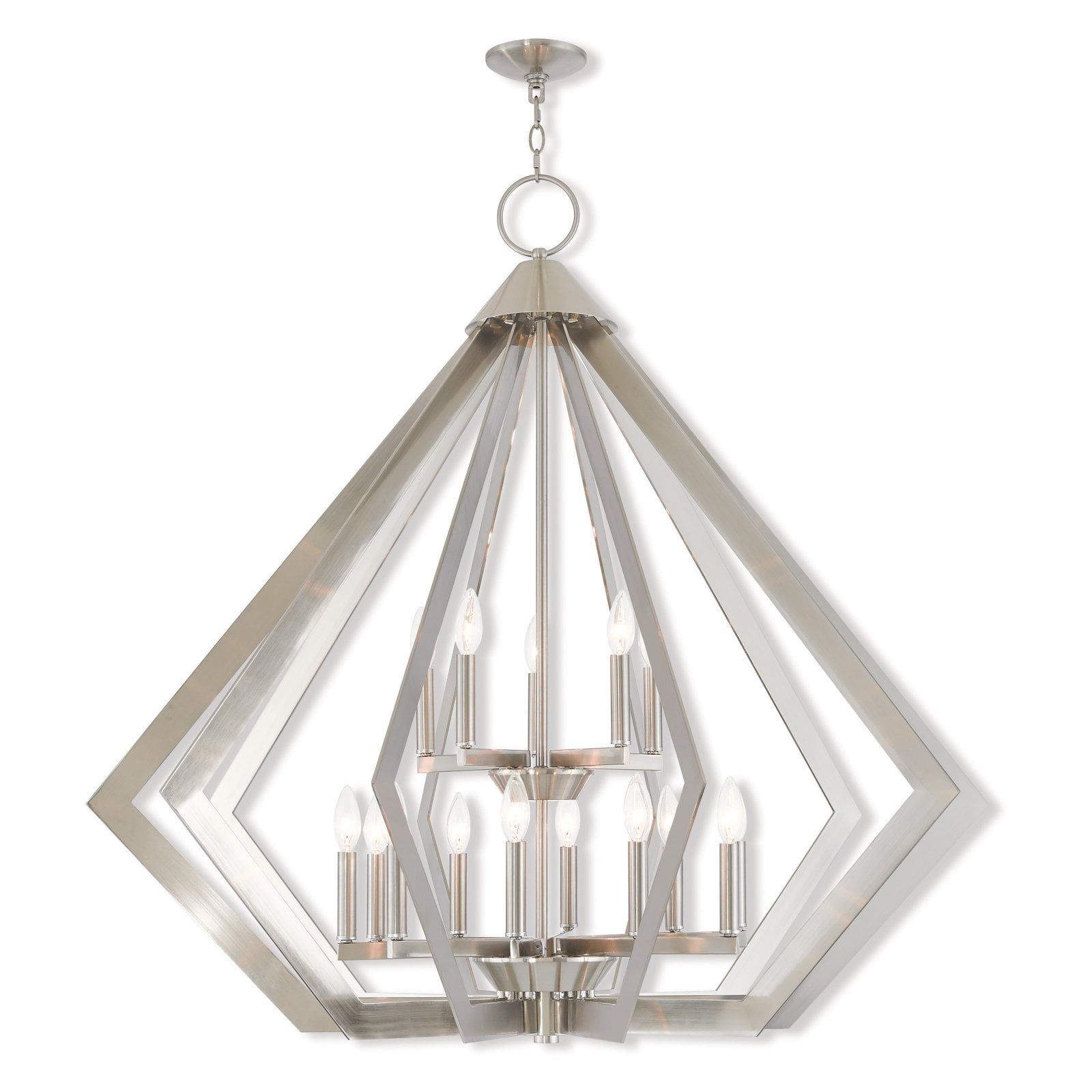 Prism Brushed Nickel 15-Light Modern Industrial Chandelier