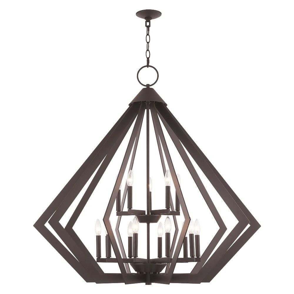 Elegant Prism Bronze 15-Light Industrial Chandelier