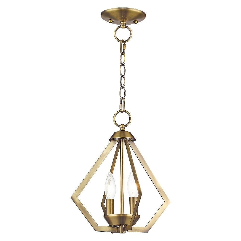 Mini Geometric Brass Pendant Light with Steel Frame