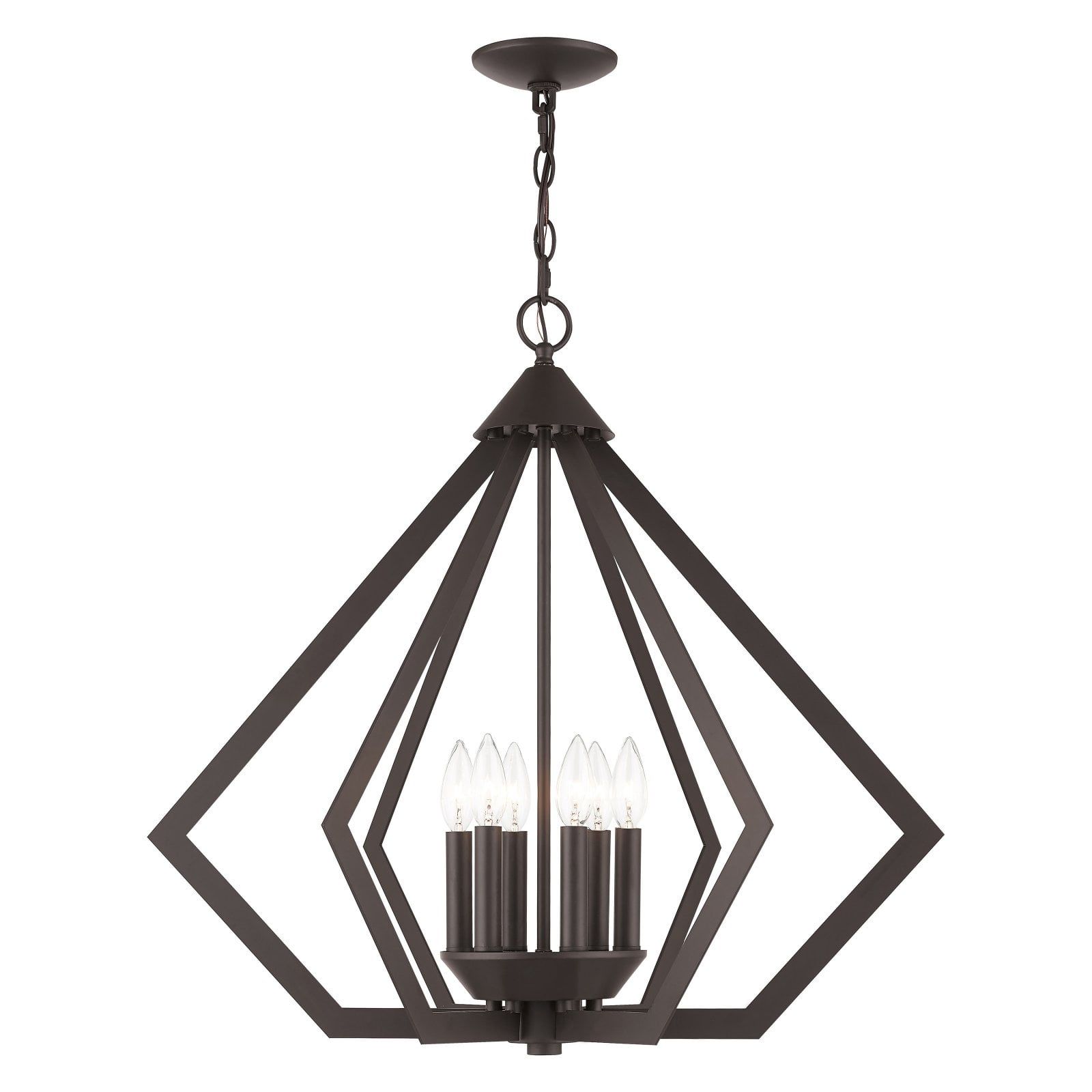 Prism Industrial Bronze 6-Light Chandelier with Candelabra Base