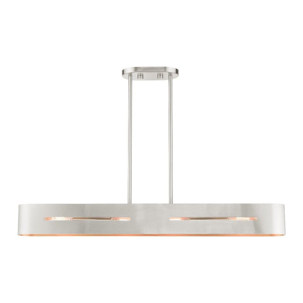 Brushed Nickel 4-Light Linear Chandelier with Medium Bulb Base