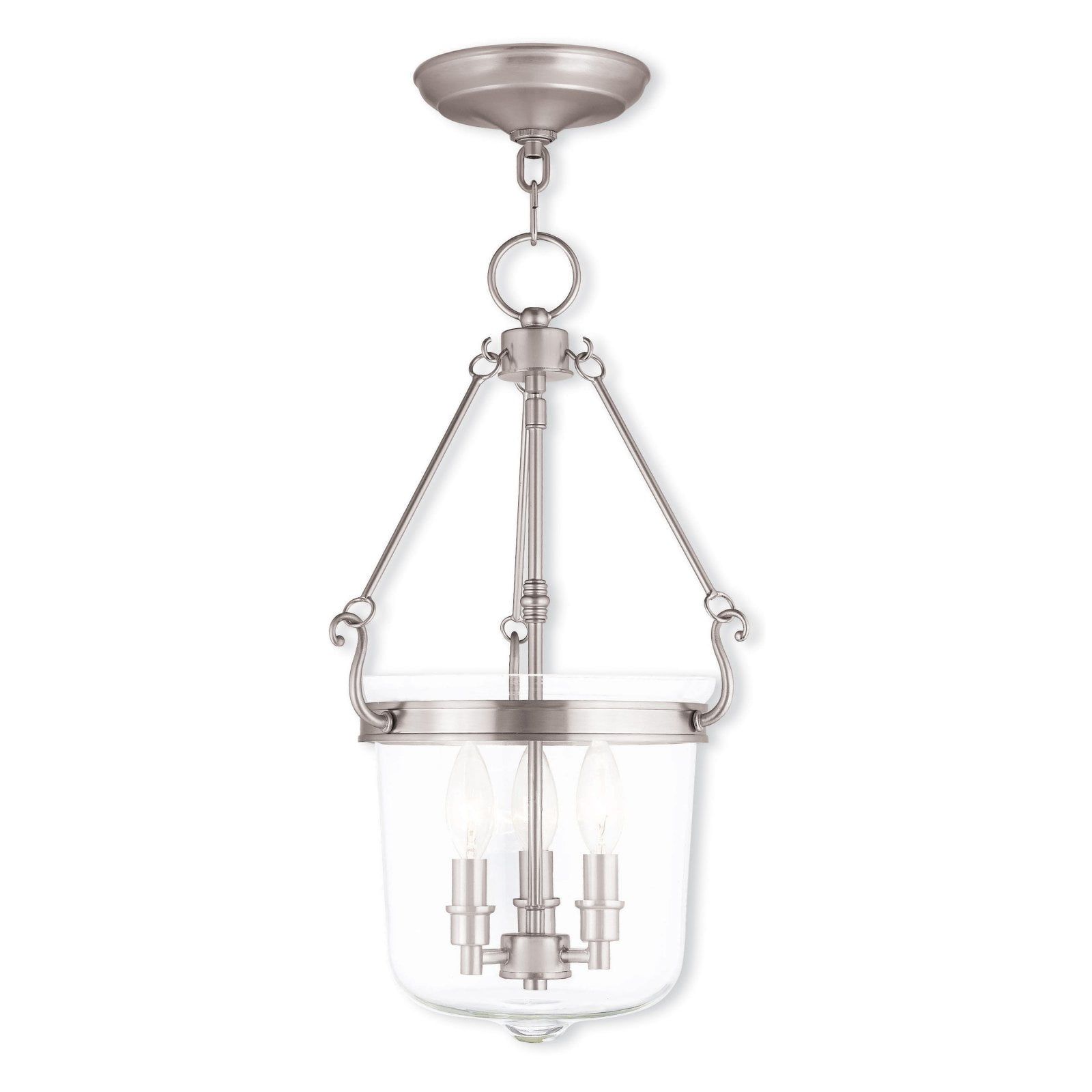 Rockford 12" Brushed Nickel Jar Pendant Light with Clear Glass Shade