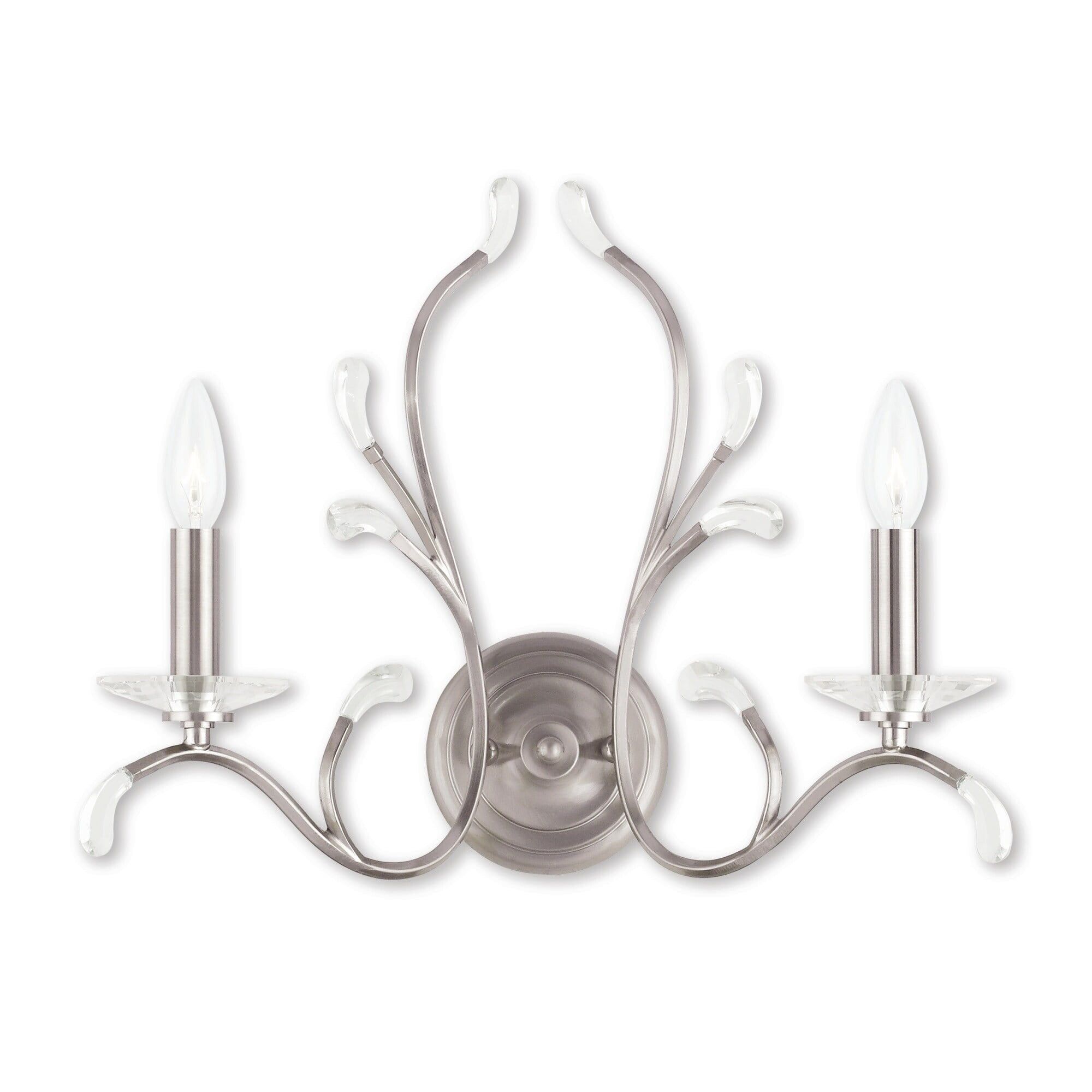 Brushed Nickel and Crystal 2-Light Wall Sconce