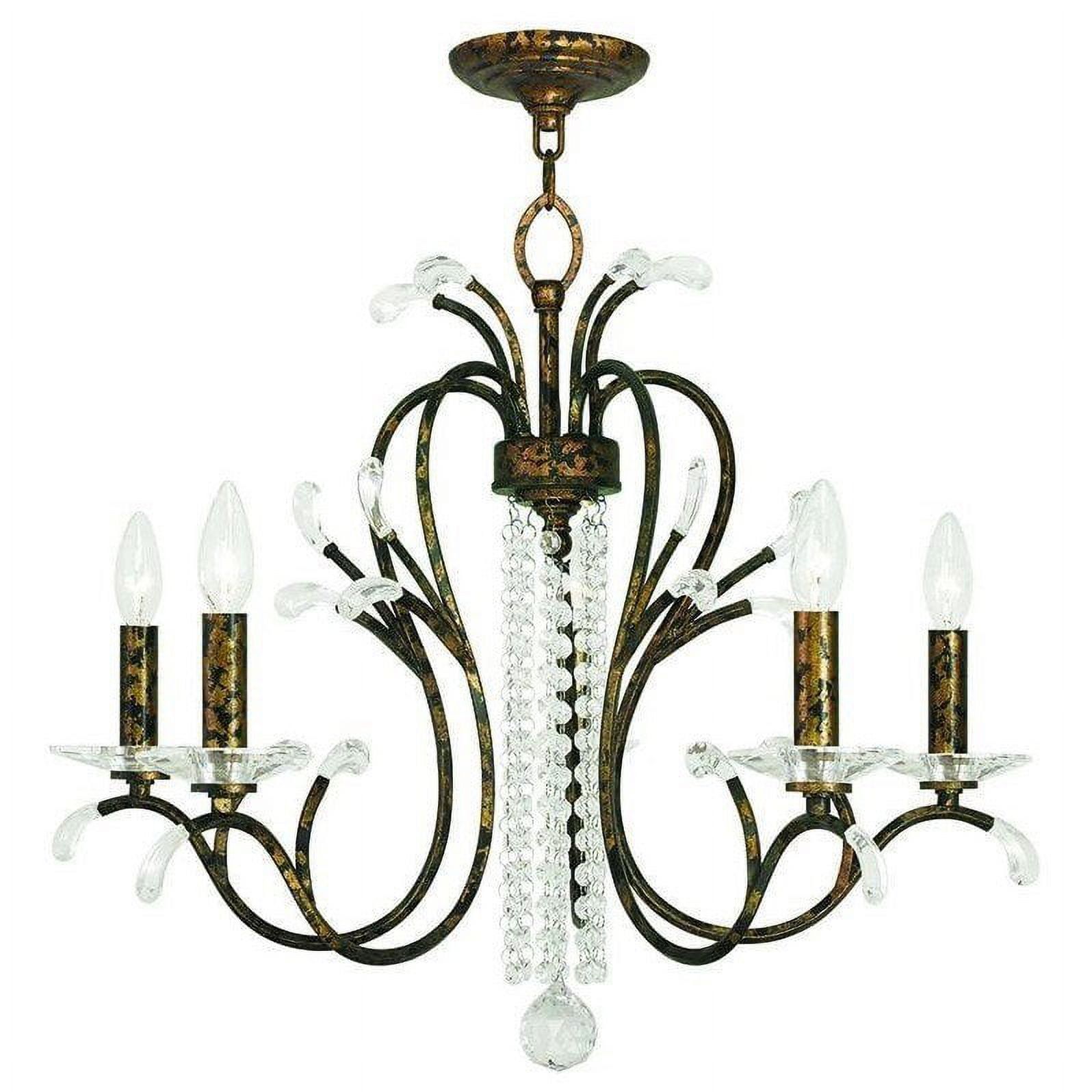 Venetian Golden Bronze 5-Light Chandelier with Clear Crystals