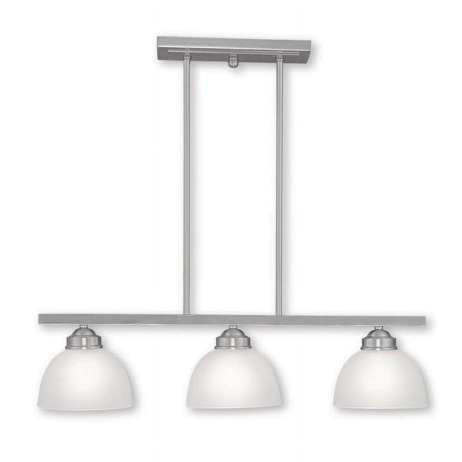 Somerset 3-Light Brushed Nickel Island Pendant with Satin Glass