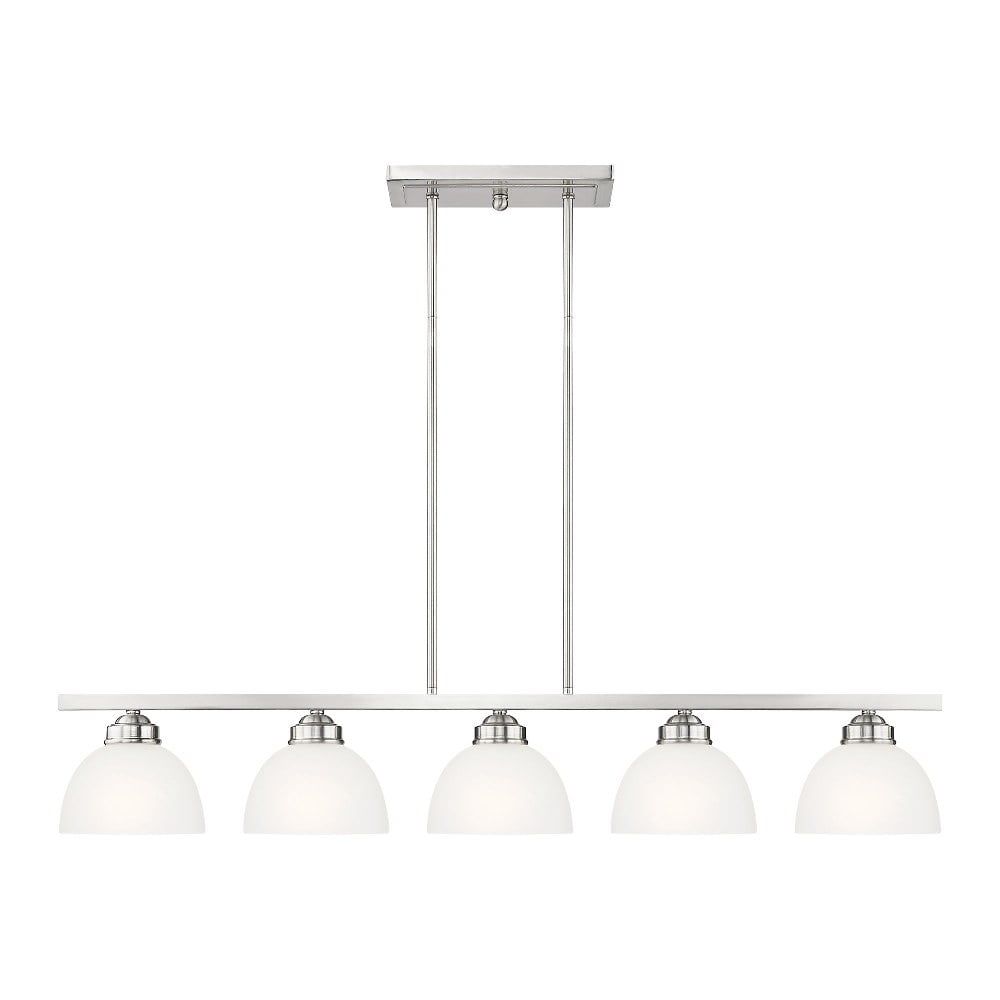 Sleek Somerset Brushed Nickel 5-Light Linear Chandelier with Satin Glass