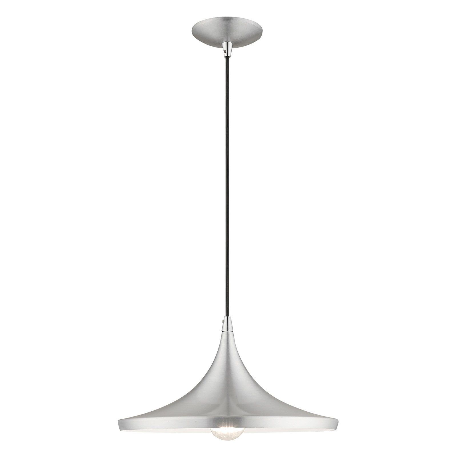 Contemporary Mini Pendant Light in Brushed Aluminum with White Interior