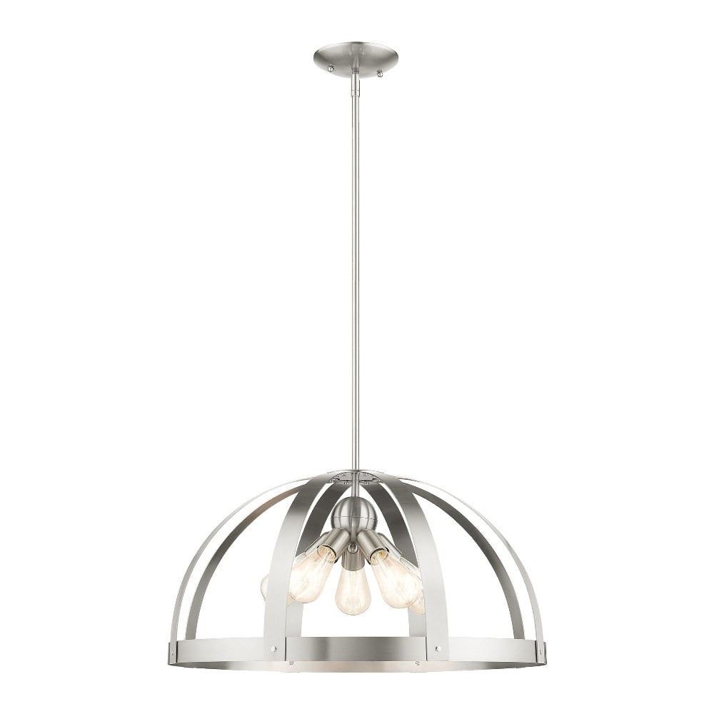 Brushed Nickel 5-Light Pendant Chandelier with Steel Shade