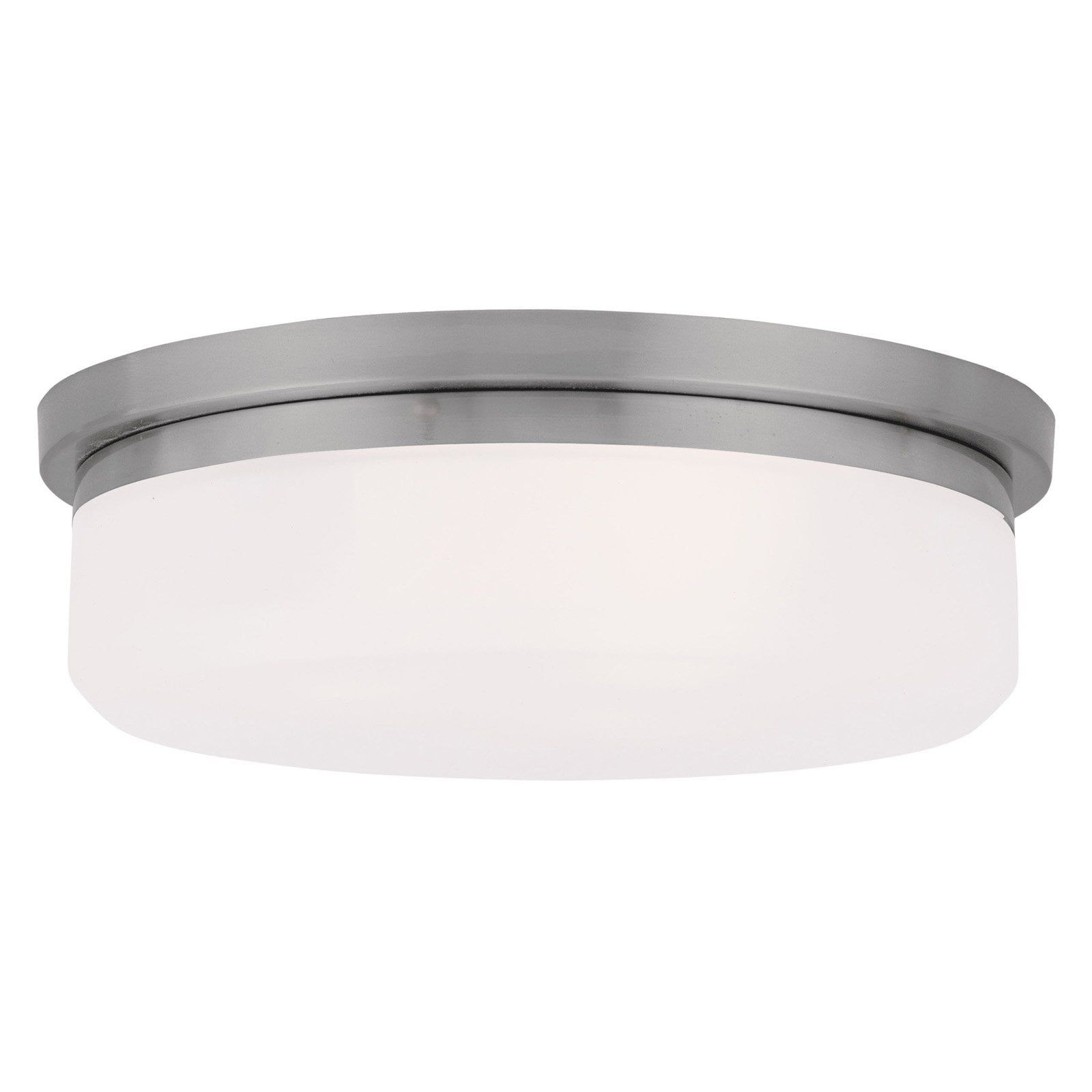 Brushed Nickel 2-Light Flush Mount with Satin Glass