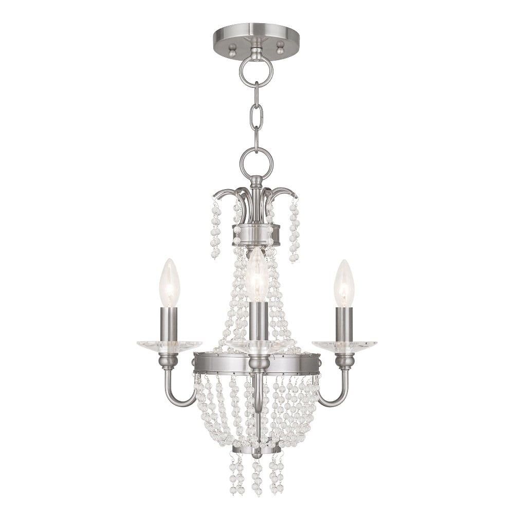 Brushed Nickel Mini Crystal 3-Light Chandelier