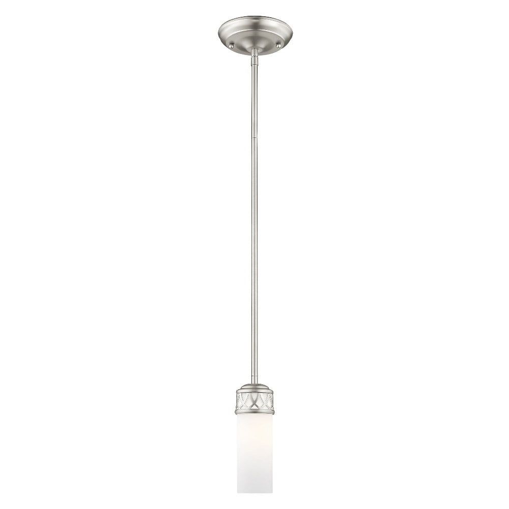 Elegant Brushed Nickel Mini Pendant with Satin White Glass Shade