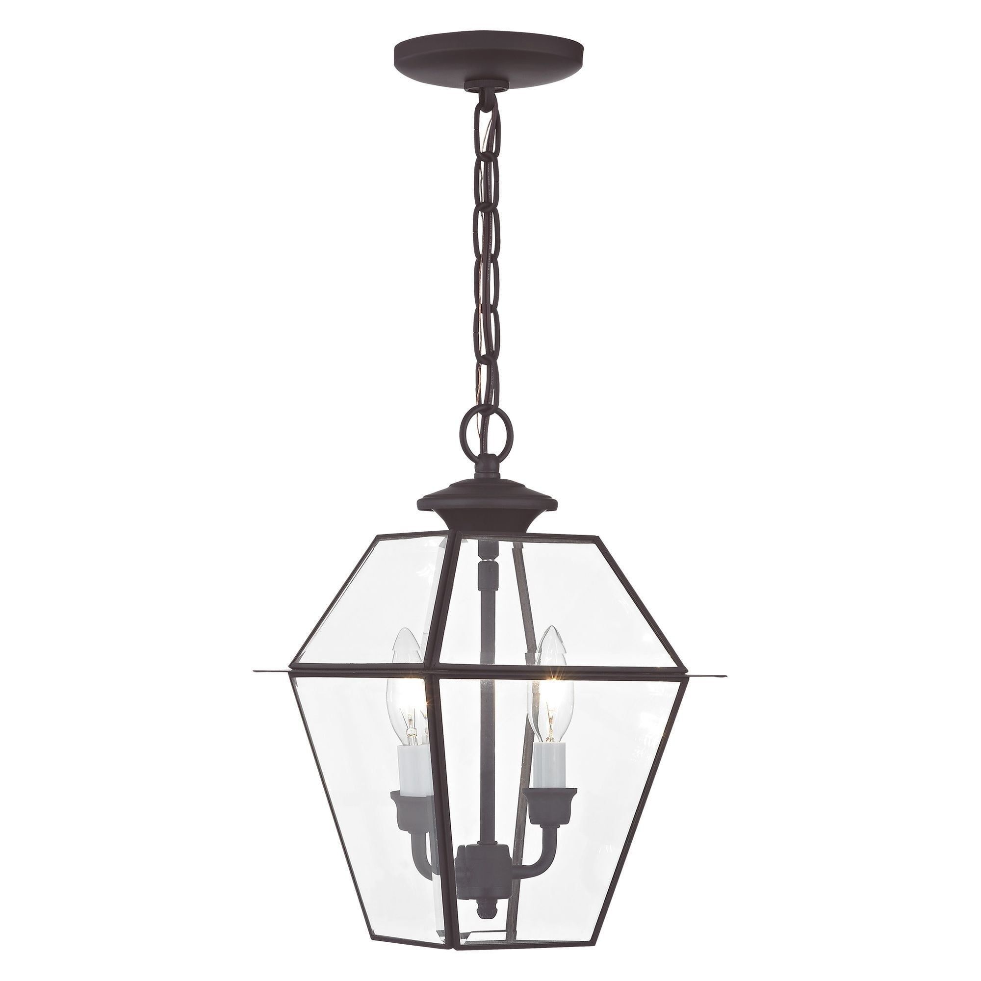Westover Classic Bronze 2-Light Outdoor Pendant Lantern with Clear Beveled Glass