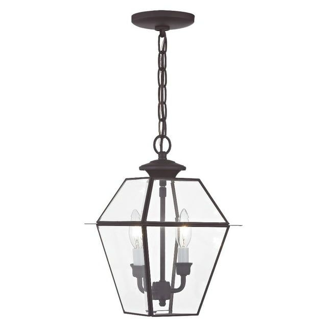 Westover Classic Bronze 2-Light Outdoor Pendant Lantern with Clear Beveled Glass