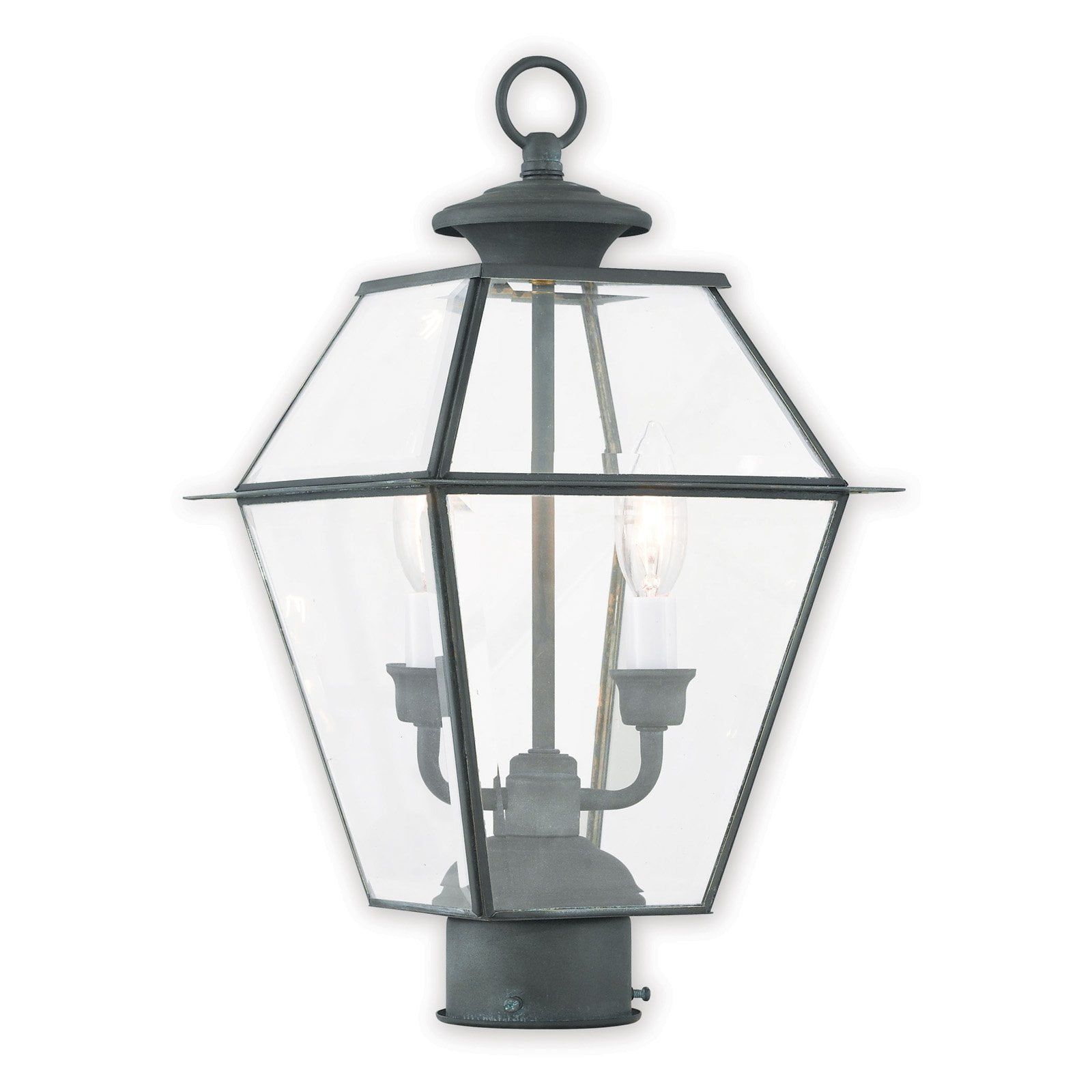 Charcoal Solid Brass 3-Light Outdoor Post Lantern