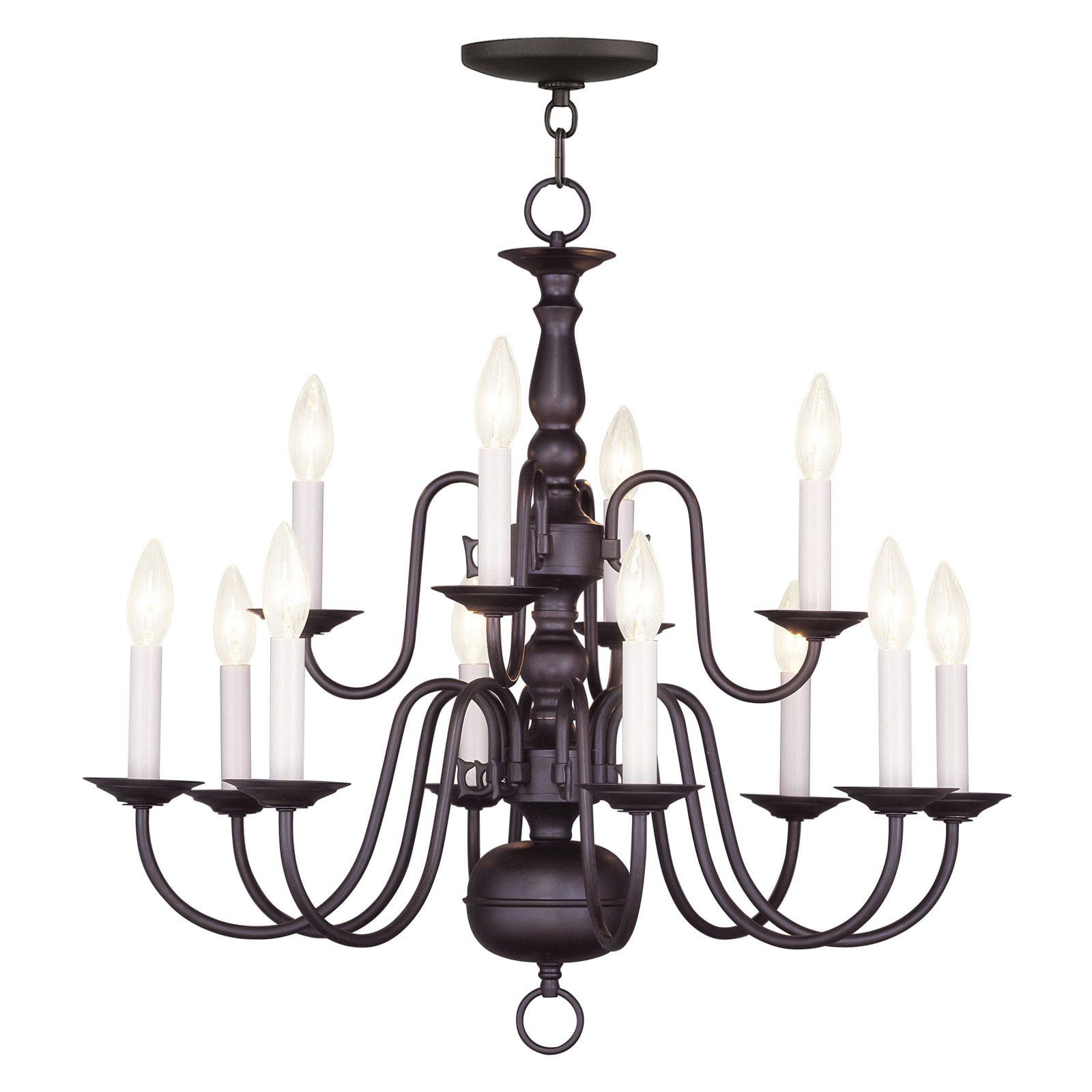 Colonial Elegance Bronze 12-Light Candle-Style Chandelier