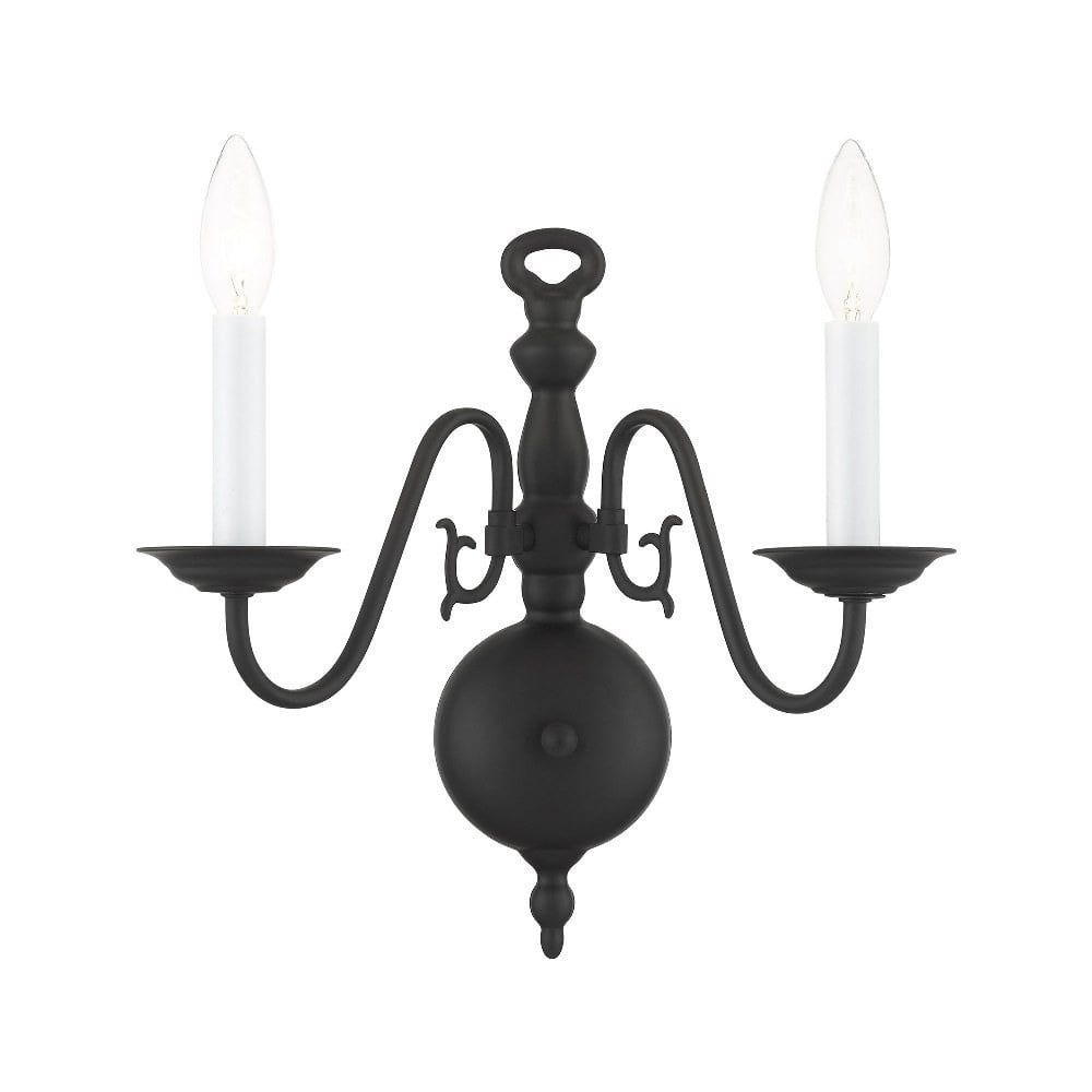 Williamsburgh Black Steel 2-Light Colonial Wall Sconce