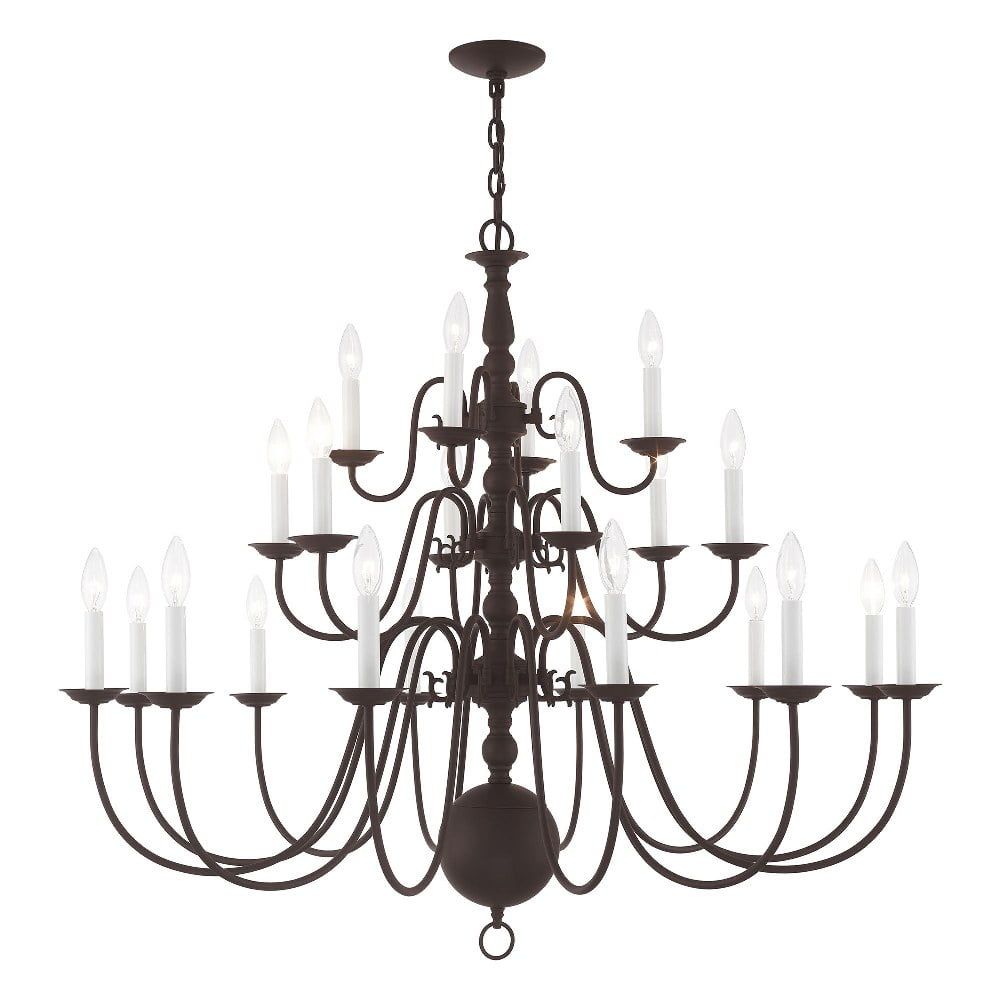 Williamsburgh 42" Bronze 22-Light Candelabra Chandelier