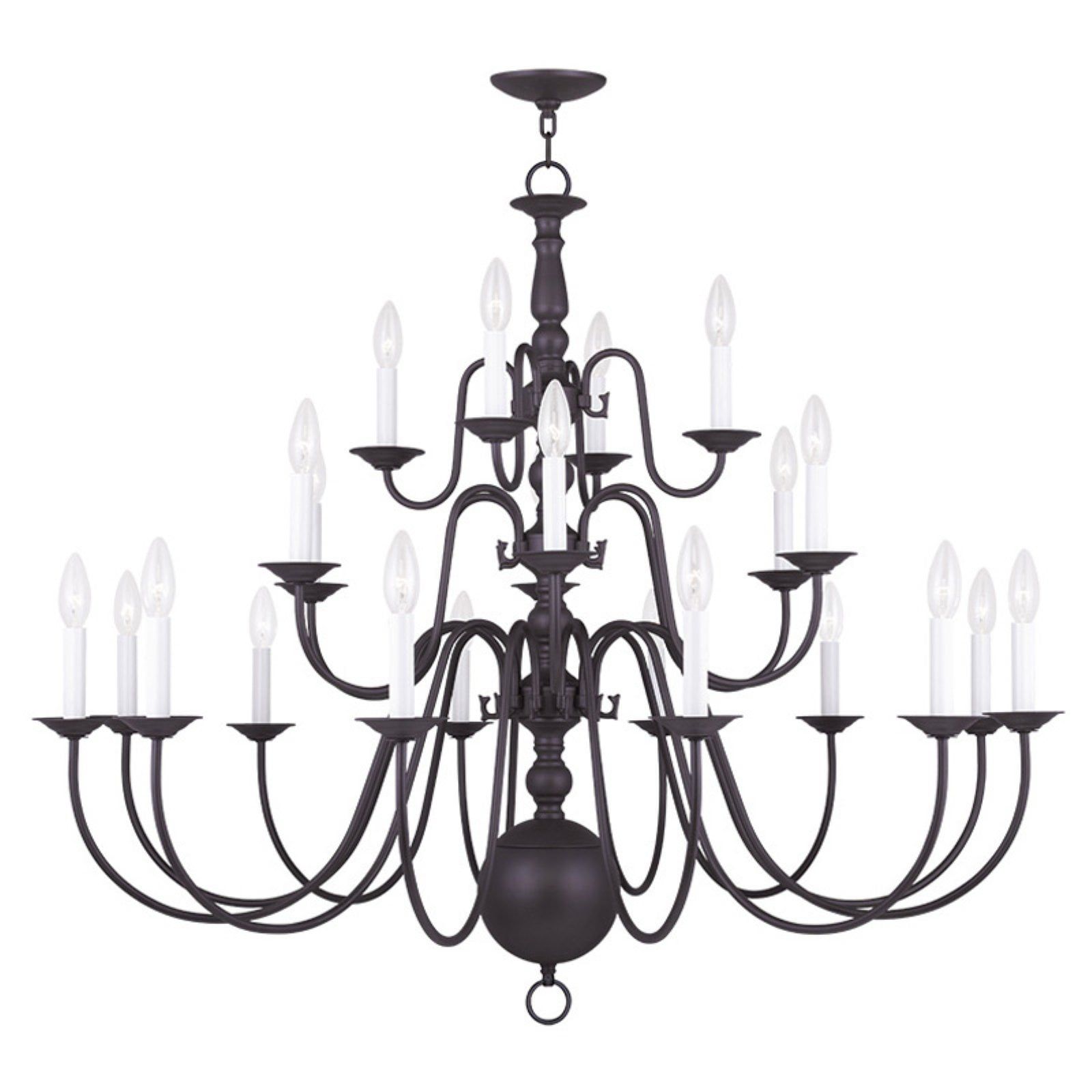 Williamsburgh 42" Bronze 22-Light Candelabra Chandelier