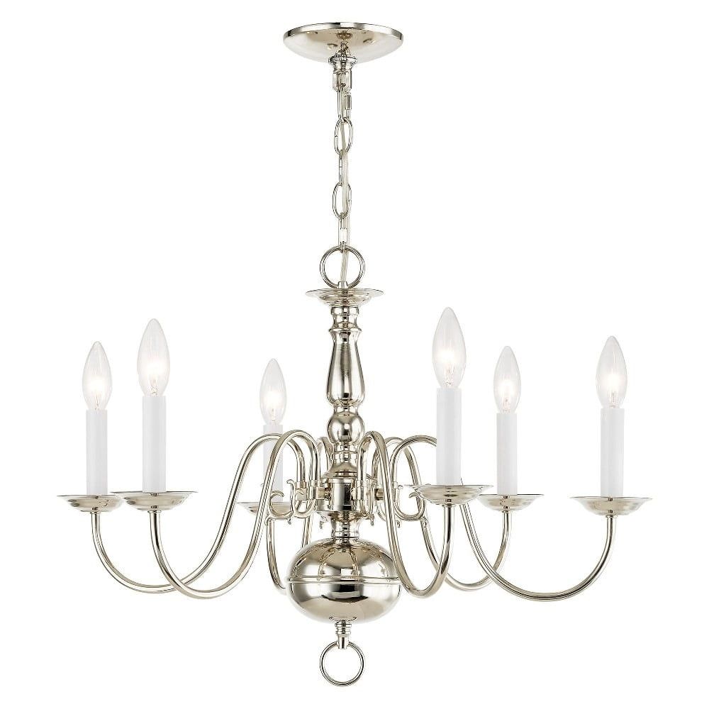Williamsburgh Polished Nickel 6-Light Traditional Chain Chandelier