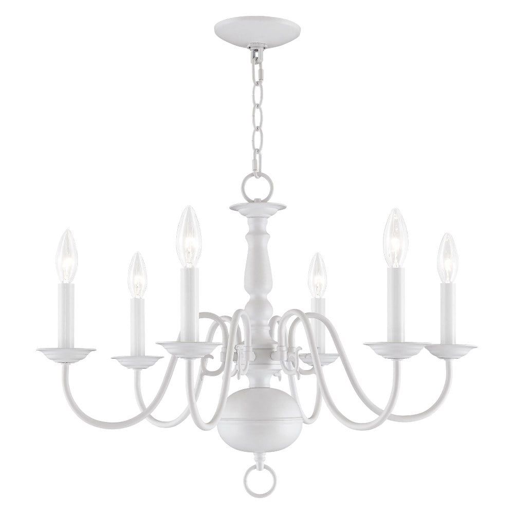 Colonial Elegance White 6-Light Candelabra Chandelier