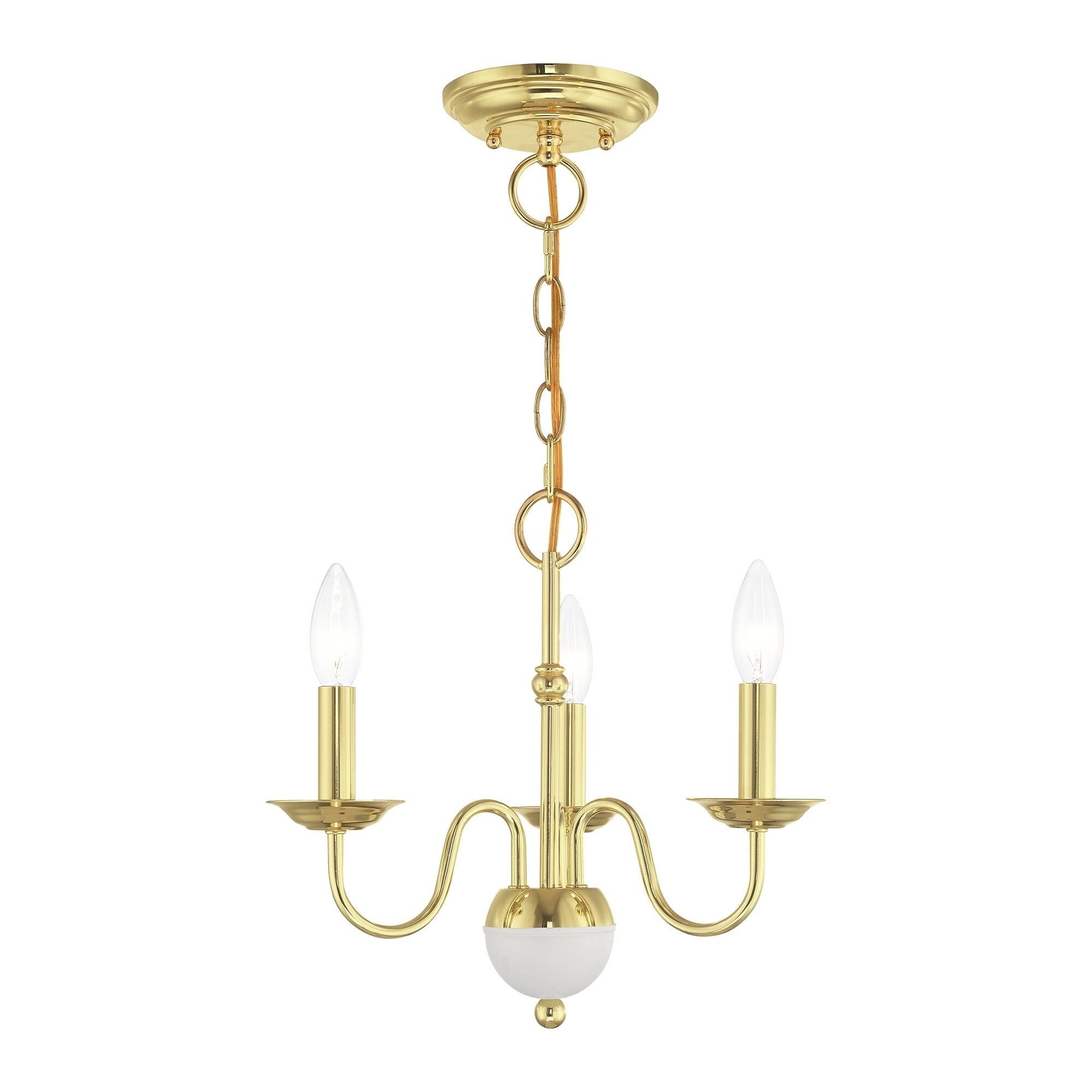 Elegant Windsor Polished Brass 3-Light Mini Chandelier with White Accents