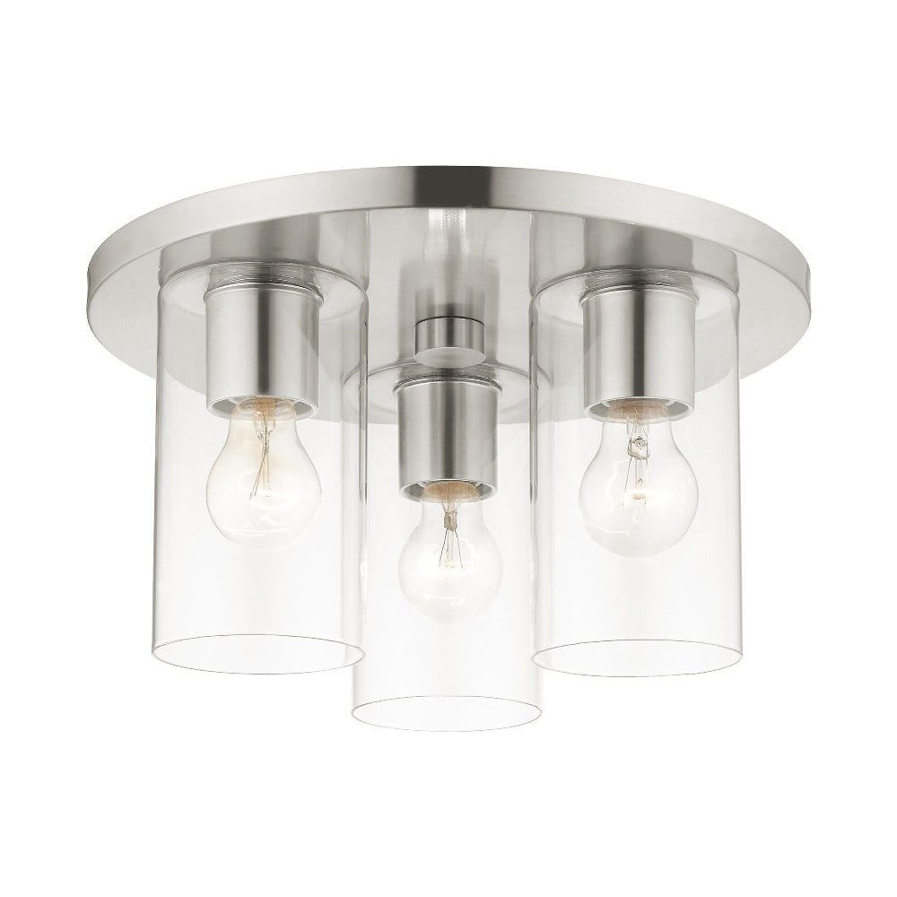 Zurich 14" Brushed Nickel Clear Glass Flush Mount Light