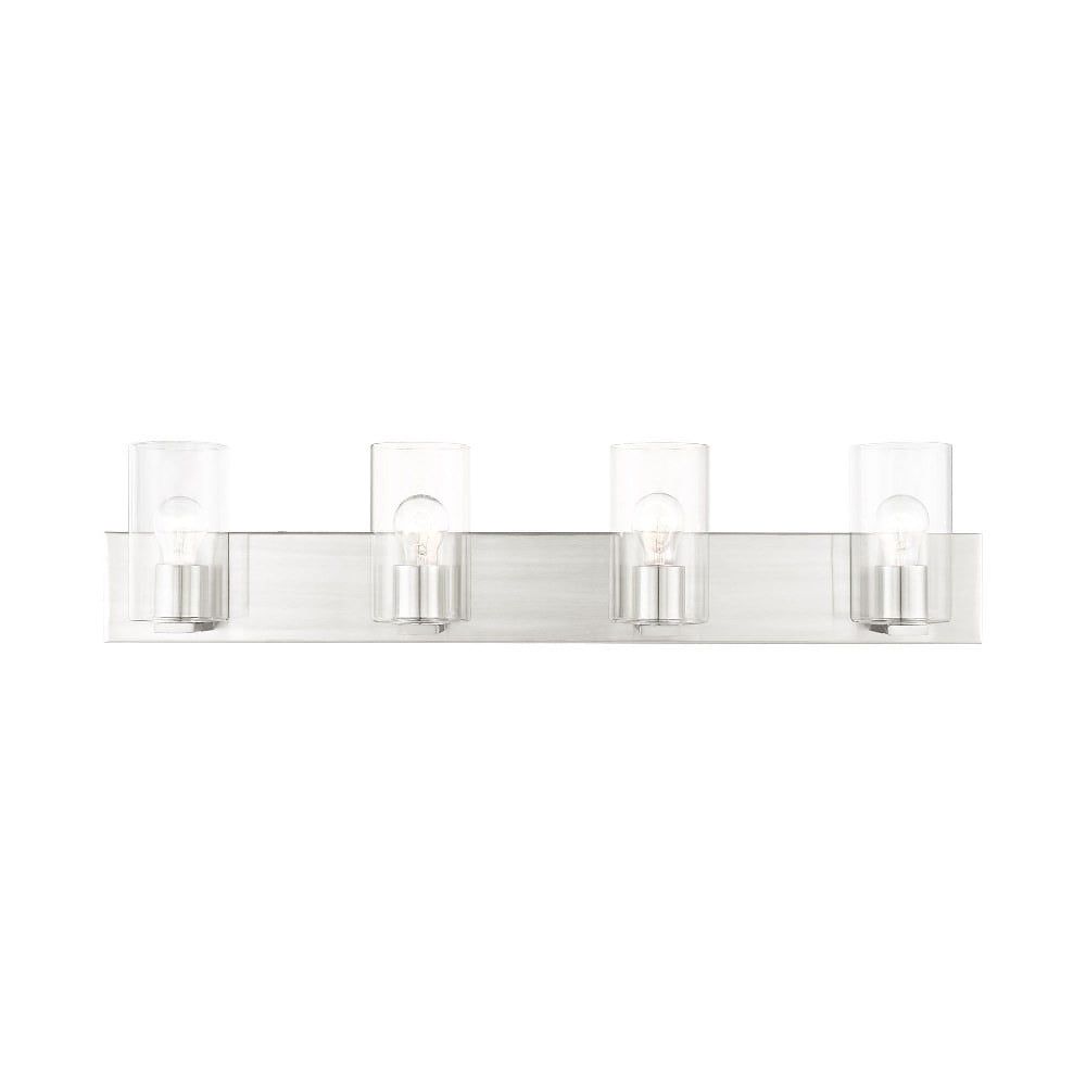 Zurich Elegance Brushed Nickel 4-Light Vanity with Clear Glass