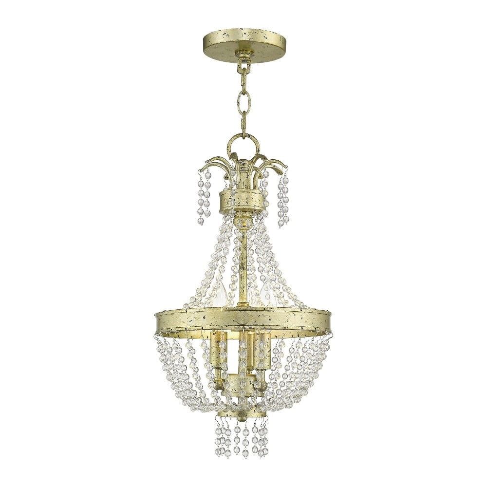 Winter Gold Mini Chandelier with Clear Crystals