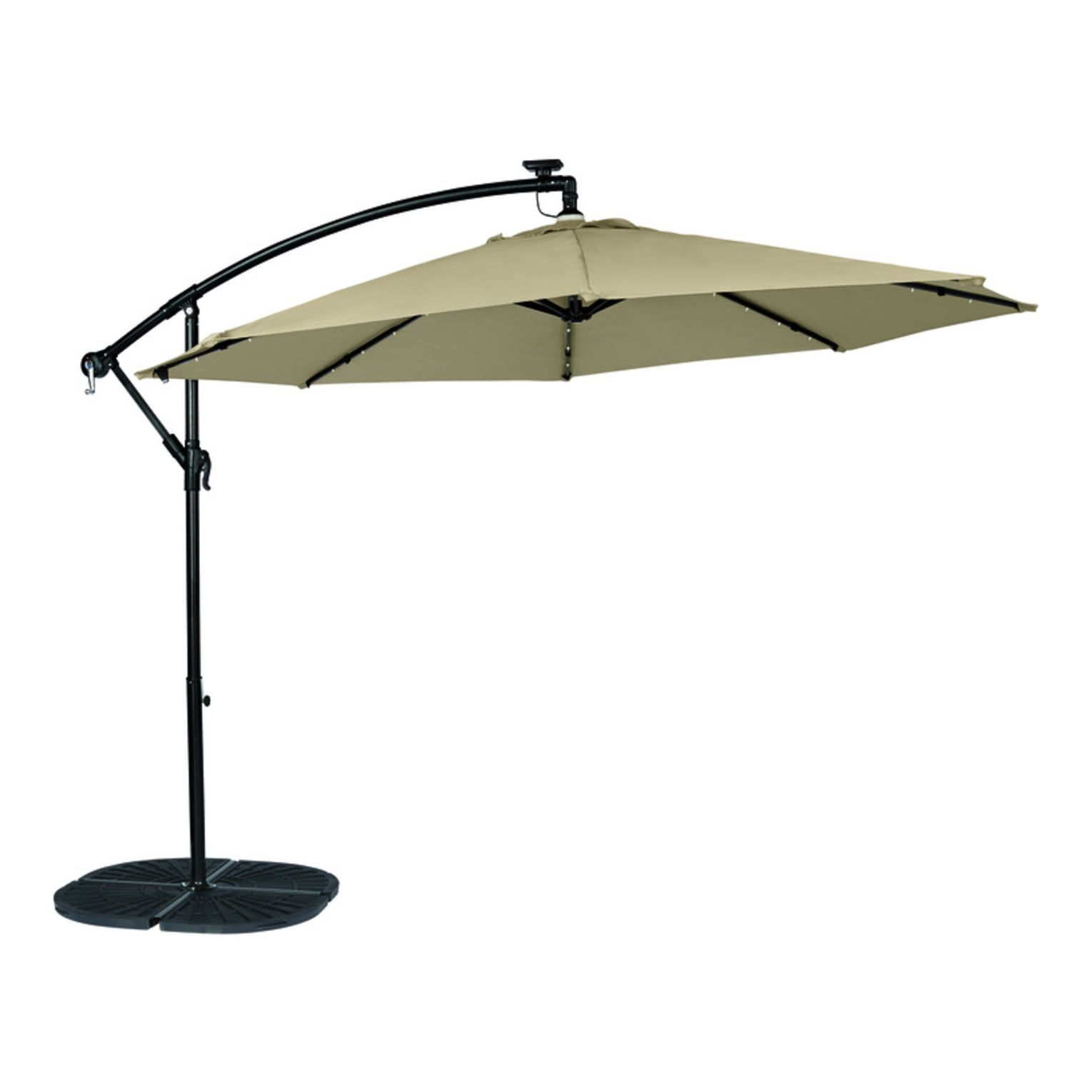 10 ft. Tan Offset Tiltable Patio Umbrella with Steel Pole