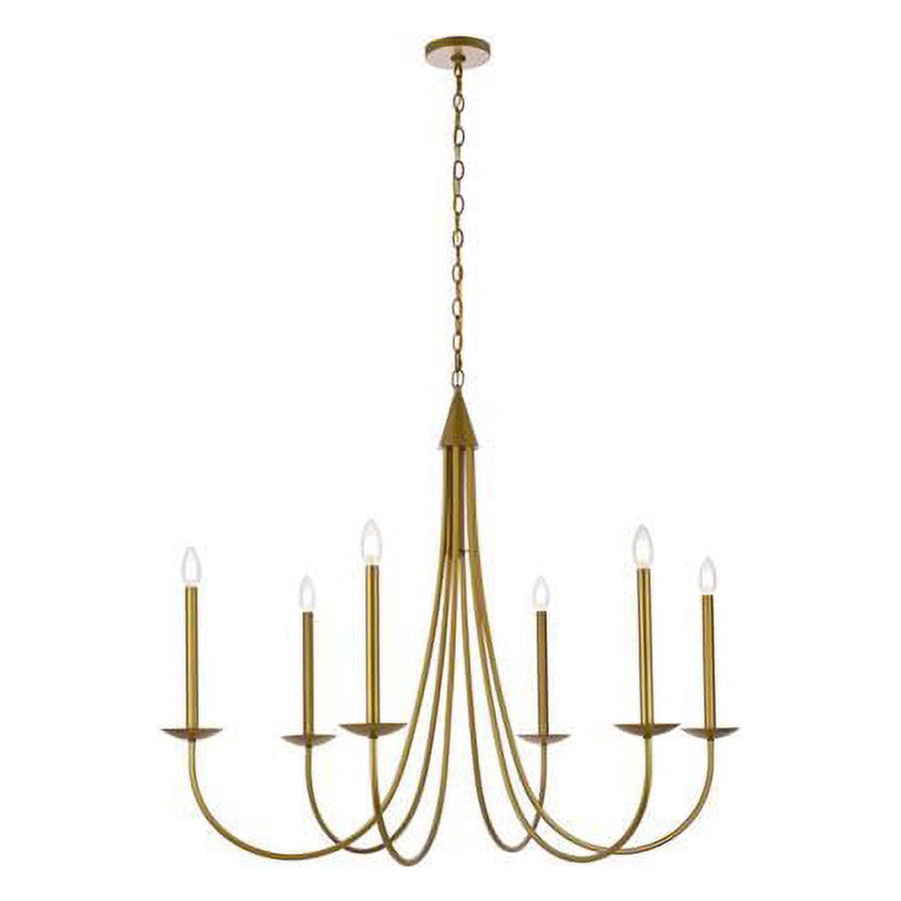 Elegant Mid-Century Brass 6-Light Adjustable Pendant