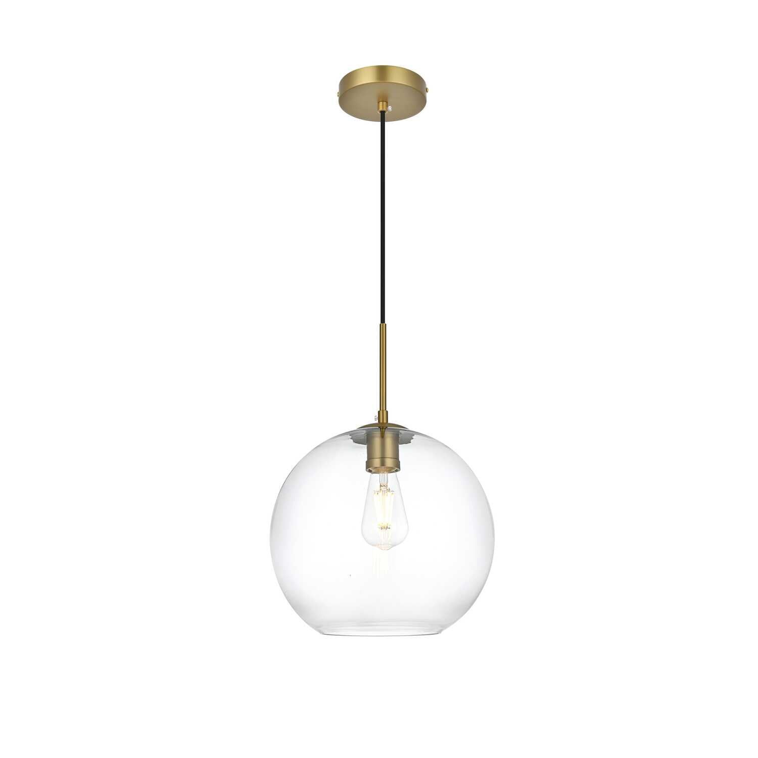 Satin Gold Mini Pendant Light with Clear Glass Globe Shade