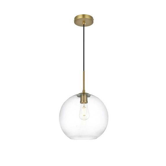 Satin Gold Mini Pendant Light with Clear Glass Globe Shade