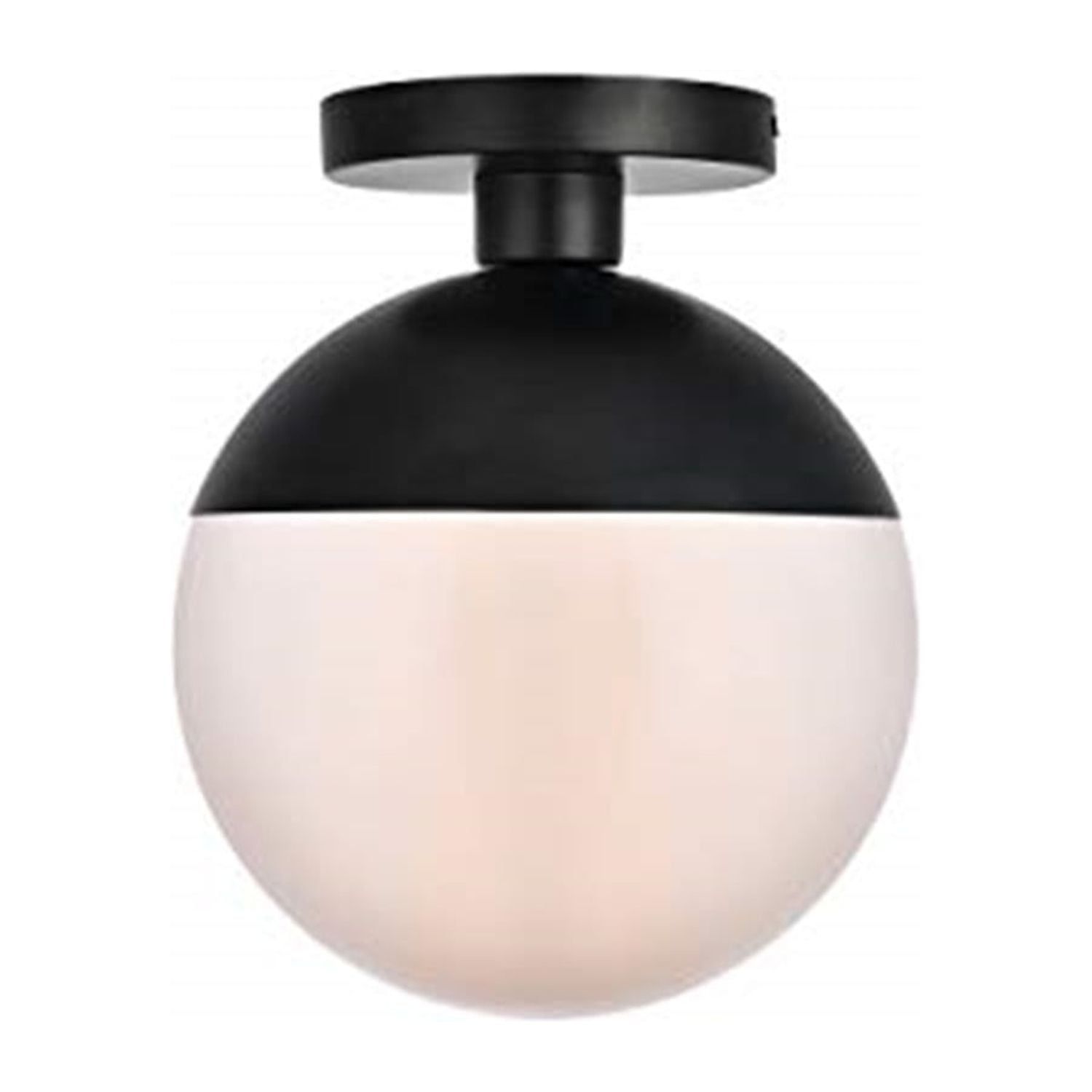 Black and Frosted White Globe Flush Mount Light