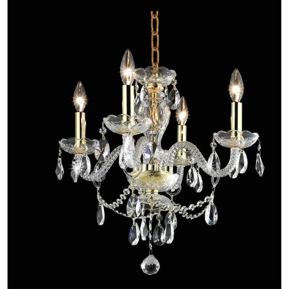 Elle Mini 4-Light Gold and Chrome Crystal Chandelier