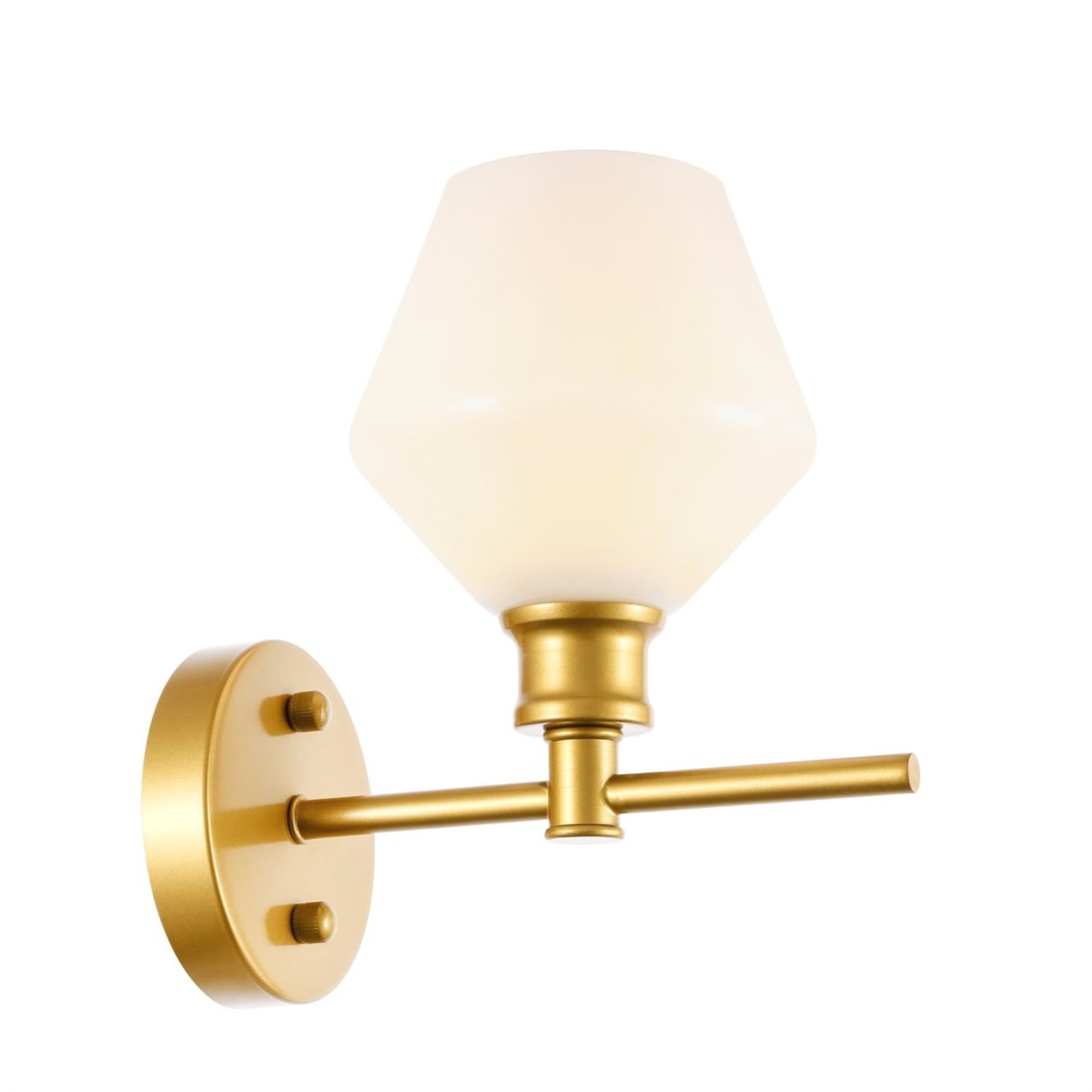 Gene Brass and Frosted White Glass Dimmable Sconce